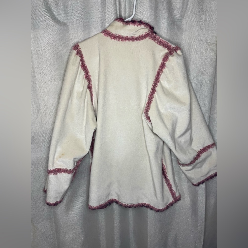 Reversable Bohemian ￼Velvet Burgundy & Off White 2 Tone Women's Jacket sz L-XL  - Picture 7 of 13